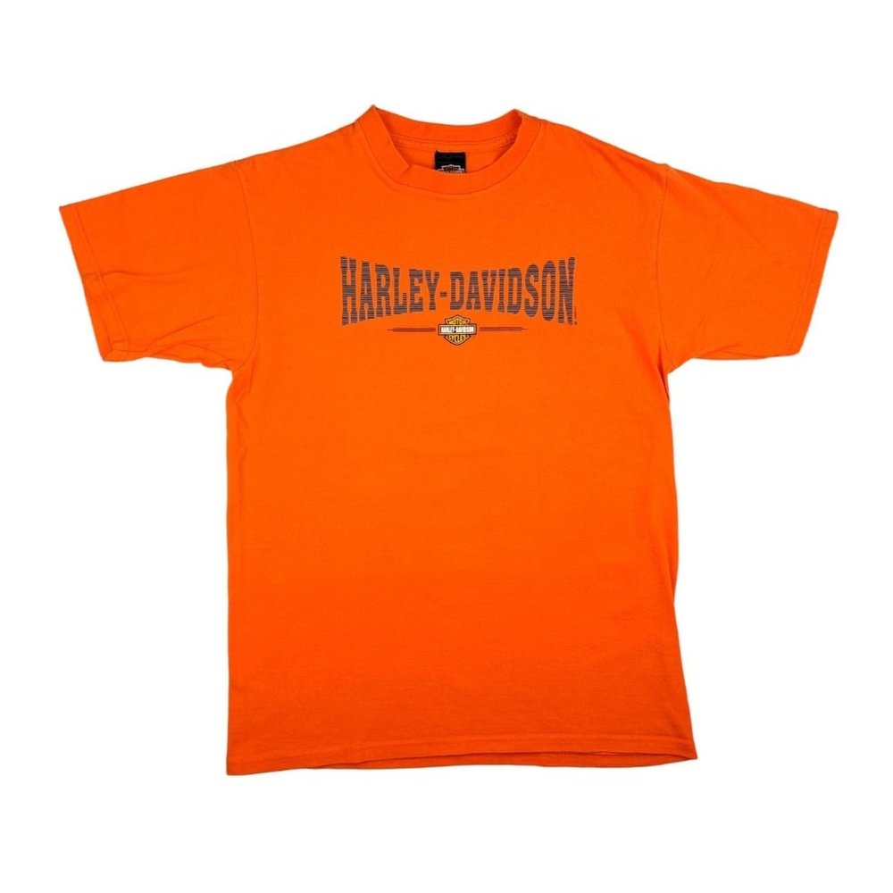Vintage Harley Davidson T-shirt Orange Lagoon Guam Men Large USA 2000 Motorcycle